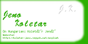 jeno koletar business card